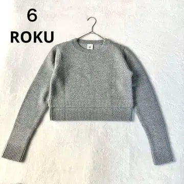 6 ROKU 알파카 울 크루넥 풀오버 숏 기장 F