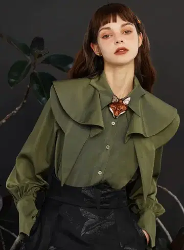 urbansheek 그린 긴팔 블라우스 S 사이즈