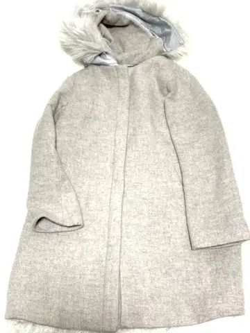 [ Heather ] 그레이 후드 부착 롱 코트 F