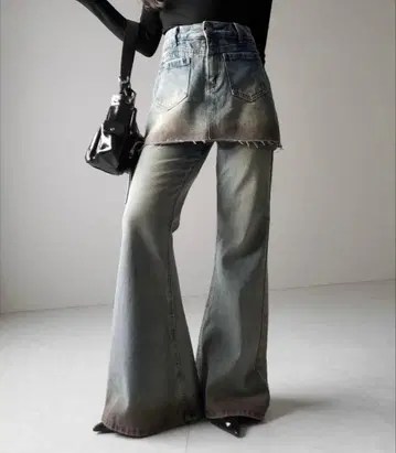 스커트 레이어드 빈티지 플레어 데님 미사용 새상품 치마바지 한국 y2k