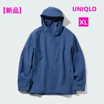 [ 새상품 ] 유니클로 블록 테크 후드티 3D 컷 남성용 블루 XL