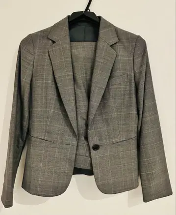 그레이 체크 무늬 자켓 팬츠 세트