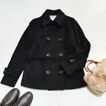 스픽앤스팬 피코트 울 캐시미어 숏코트 블랙 블랙