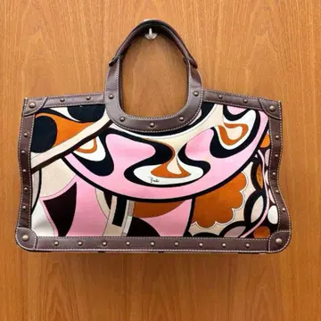 에밀리오 푸치 코듀로이 x 가죽 토트백 핑크 계열 레어!