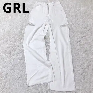 그레일 데님 청바지 G 컷오프 데미지 캐주얼 화이트