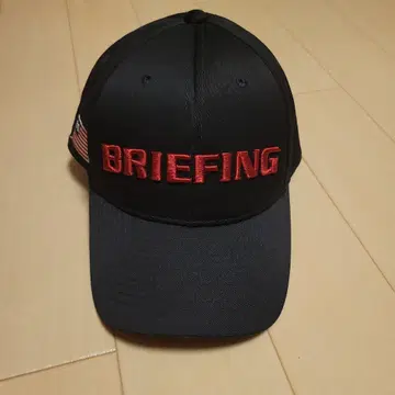 BRIEFING 캡 블랙 빨간색 로고