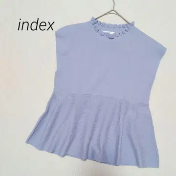 인덱스 프릴 옷깃 슬리브리스 상의 후 펄 버튼 장식 페플럼