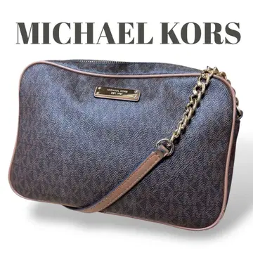 마이클코어스 체인 숄더백 MK 패턴 PVC 가죽 로고 금장 장식