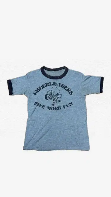 70s 링거T셔츠 굿 프린트 멜란지 빈티지