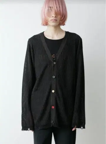 ORIMI 데미지 라메 가디건