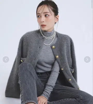 anuans 아뉴앙스 라쿤 블렌드 노카라 니트 자켓