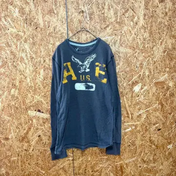 AMERICAN EAGLE T셔츠 롱T 프린트 면100% 그레이