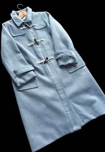 [클리닝 완료] COHINA 롱 더플 코트 블루 그레이 F