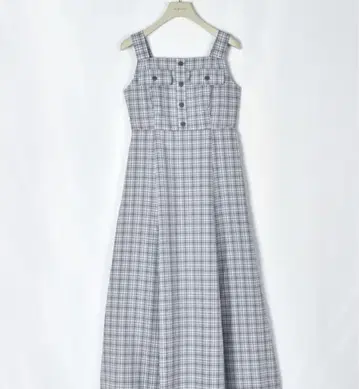 AnMILLE 체크 슬리브리스 원피스 블루