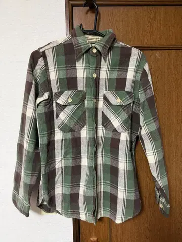 warehouse 웨어하우스 긴팔 플란넬 셔츠 그린과 브라운 체크