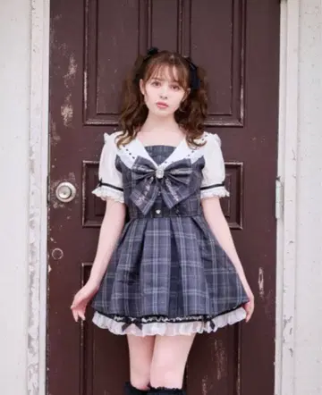 LIZLISA 체크 세일러 셋업