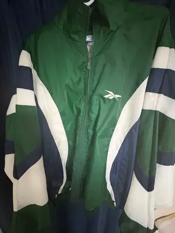 Reebok 나일론 자켓 그린/화이트/네이비