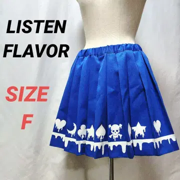 LISTEN FLAVOR 리스텐플레이버 플리츠 스커트 스컬 파랑