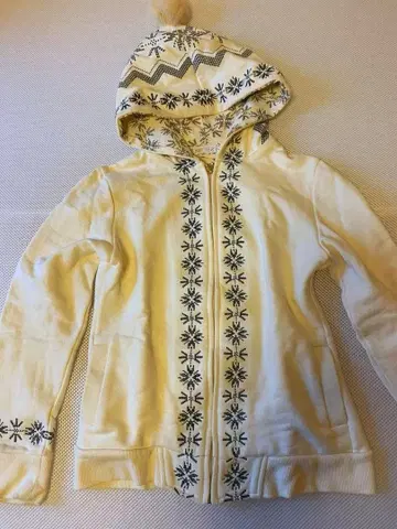 LiZ LISA 화이트 눈꽃 자수 집업 후드티