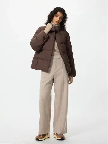 유니클로 브러시드 저지 와이드 팬츠 L 베이지