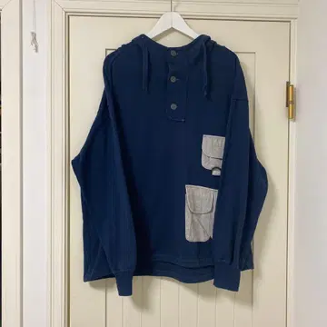 싱글 스티치 00's 빈티지 네이비 후드 부착 후드티 사이즈 M