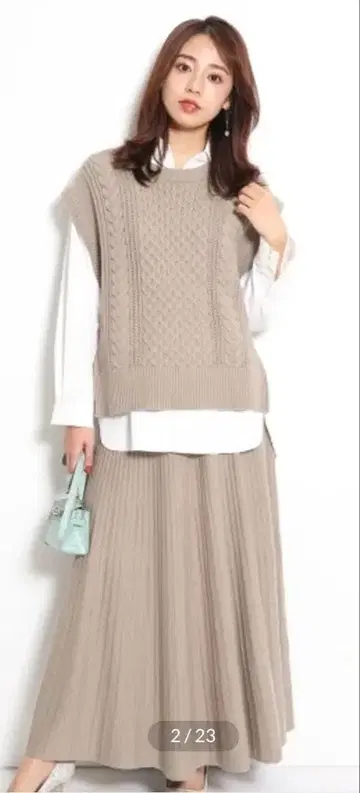 Mystrada (마이 스트라다) 니트 베스트 스커트 세트