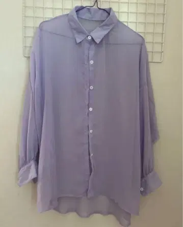 라벤더 시어 긴팔 셔츠