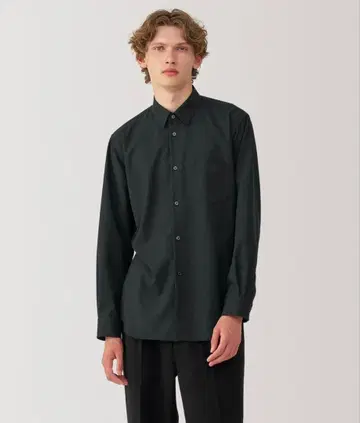 muji labo 울 혼방 레귤러 카라 셔츠 블랙 M 사이즈