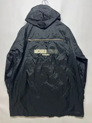 90's 빈티지 미치코 런던 로고 프린트 나일론 코트 자켓 블랙