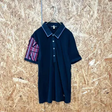 HIDEAWAYS 피케 셔츠 반팔 면 혼방 블랙 남성용 46 S 상당