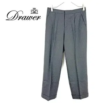 드로어 Drawer 와이드 팬츠 핀스트라이프 스트레이트 그레이
