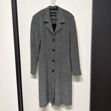 빈티지 롱 자켓 니트 트위드풍 그레이 S