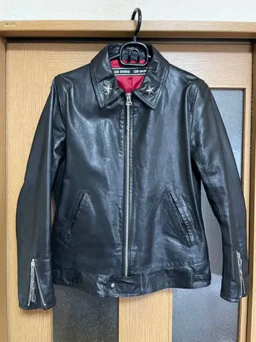 GB SKINS 블랙 가죽 라이더 재킷 사이즈 38(M)