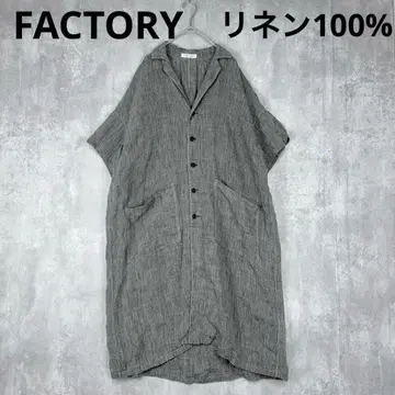 FACTORY 그레이 셔츠 원피스 린넨 100% 일본제 반팔 여름