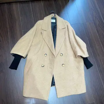 울 혼방 더블 브레스트 코트 베이지 S 또는 M 사이즈