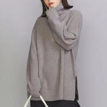 뷰티 앤 유스 하프 지퍼 니트 풀오버 울 그레이