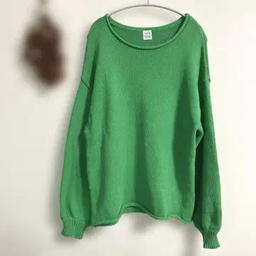 Ungrid 언그리드 두꺼운 원단 코튼 혼방 니트 그린
