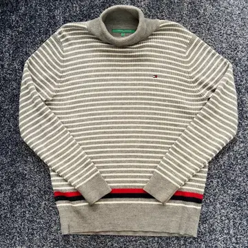 타미힐피거 골프 터틀넥 하이넥 니트 보더 무늬 LL