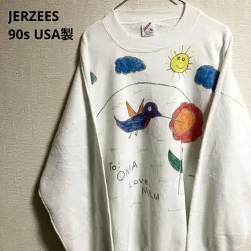 90s USA제 JERZEES 아트 맨투맨 핸드 페인트 러셀