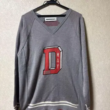 Decembermay 그레이 V넥 스웨터