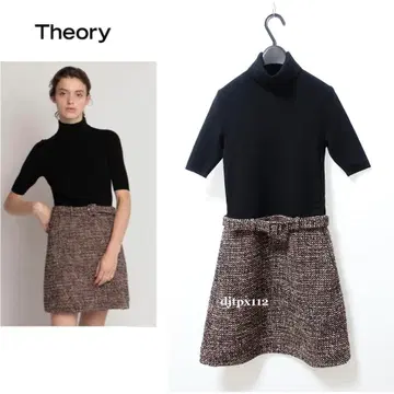 새상품급*Theory*2022*트위드 콤비 터틀 원피스*사이즈 P
