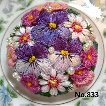 No.833 자수 브로치 핸드메이드 5cm