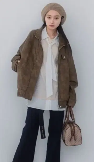 빈티지 가죽 BIG 블루종 지나시스