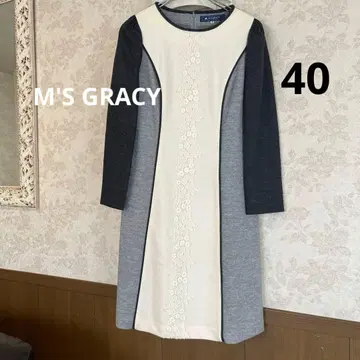 새상품급 엠즈 그레이시 사이즈 40 모 100% 플라워 자수 원피스