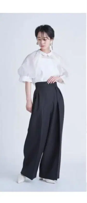 셀포드 블랙 와이드 팬츠 하이웨스트