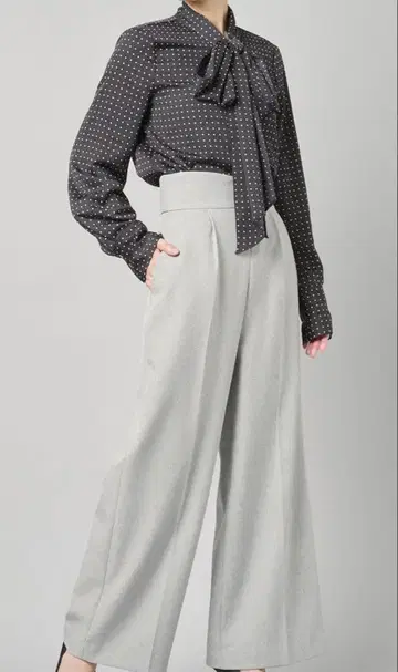 셀포드 블랙 와이드 팬츠 하이웨스트