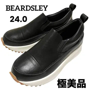 [ 새상품 동급 ] 비어즐리 슬립온 샤크 밑창 통굽 가죽 블랙