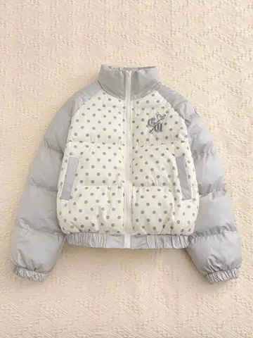 도트 무늬 숏 기장 다운 자켓 Y2K opium 짧은 기장