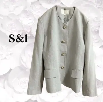 [ S&l ] 노카라 자켓 [ M ] 그레이 체크 일본제 비즈니스 출퇴근