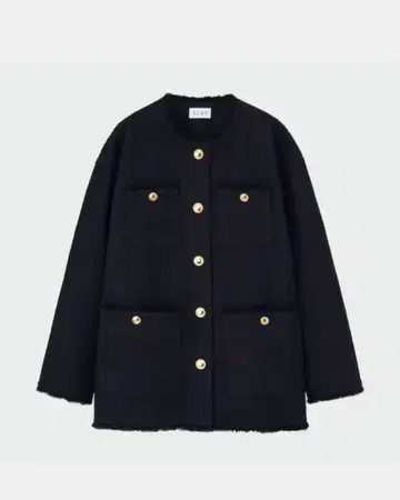 PLST 플라스테 트위드 노카라 자켓 네이비 M 사이즈